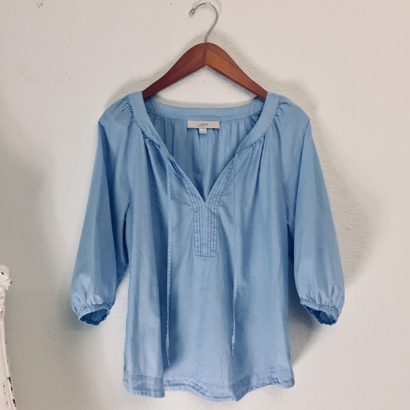 LOFT Tops - LOFT light blue cotton blouse size Small